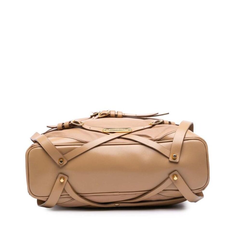 Pre Loved burberry Buckle Leather Shoulder Bag Women Brown Satchel - Picture 3 of 8